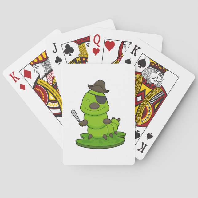 Baraja De Cartas Caterpillar como pirata con espada (Reverso)