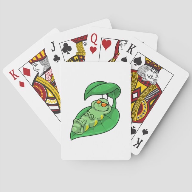 Baraja De Cartas Caterpillar con hoja (Reverso)