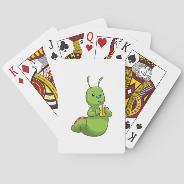 Baraja De Cartas Caterpillar con zumo de Naranja de vidrio (Reverso)