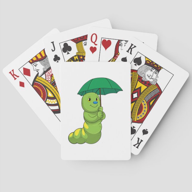 Baraja De Cartas Caterpillar en la lluvia con paraguas (Reverso)
