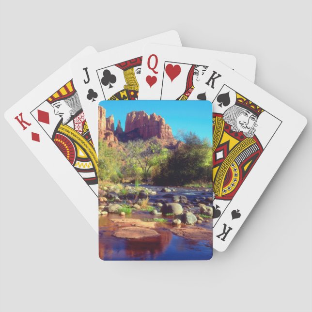 Baraja De Cartas Cathedral Rock reflecting in Oak Creek (Reverso)