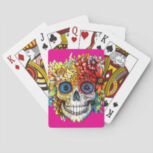 Baraja De Cartas Catrina Calavera del Día de Muertos con Flores
