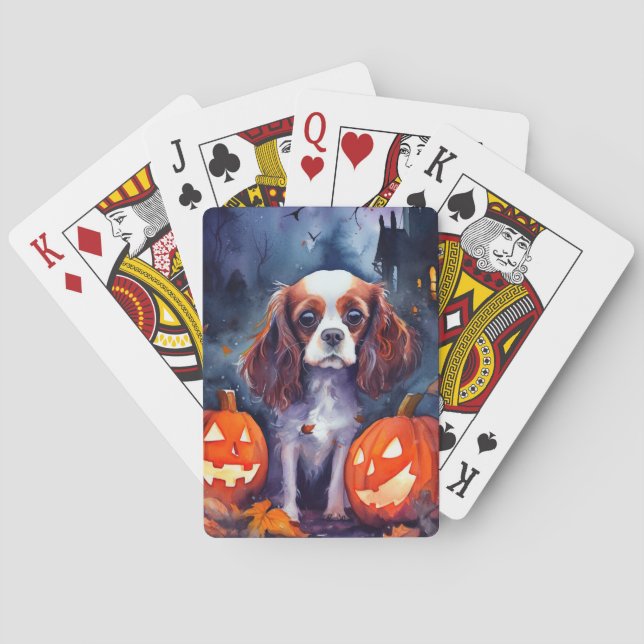 Baraja De Cartas Cavalier de Halloween King Charles Spaniel (Reverso)