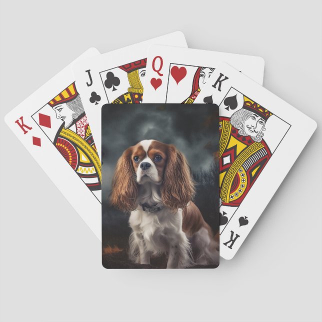 Baraja De Cartas Cavalier King Charles Spaniel Halloween Scary (Reverso)