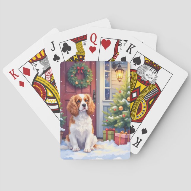 Baraja De Cartas Cavalier King Charles Spaniel Navidad Nevada (Reverso)