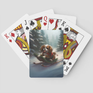 Baraja De Cartas Cavalier King Charles Spaniel nieve de Navidad