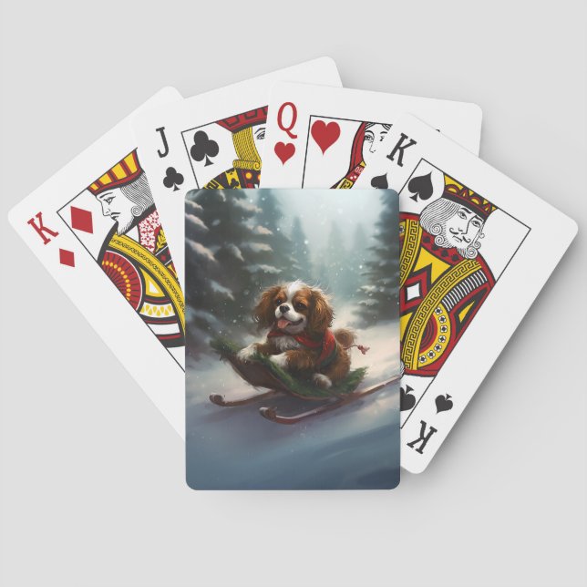 Baraja De Cartas Cavalier King Charles Spaniel  nieve de Navidad (Reverso)