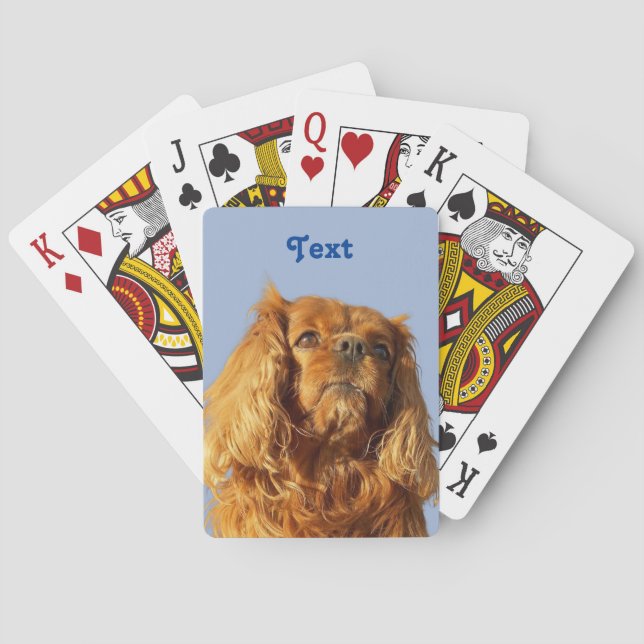 Baraja De Cartas Cavalier King Charles Spaniel Perro Cachorro Azul (Reverso)