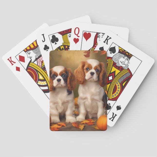 Baraja De Cartas Cavalier King Charles Spaniel Puppy Calabaza de ot (Reverso)