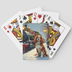 Baraja De Cartas Cavalier King Charles Spaniel Tren de Navidad