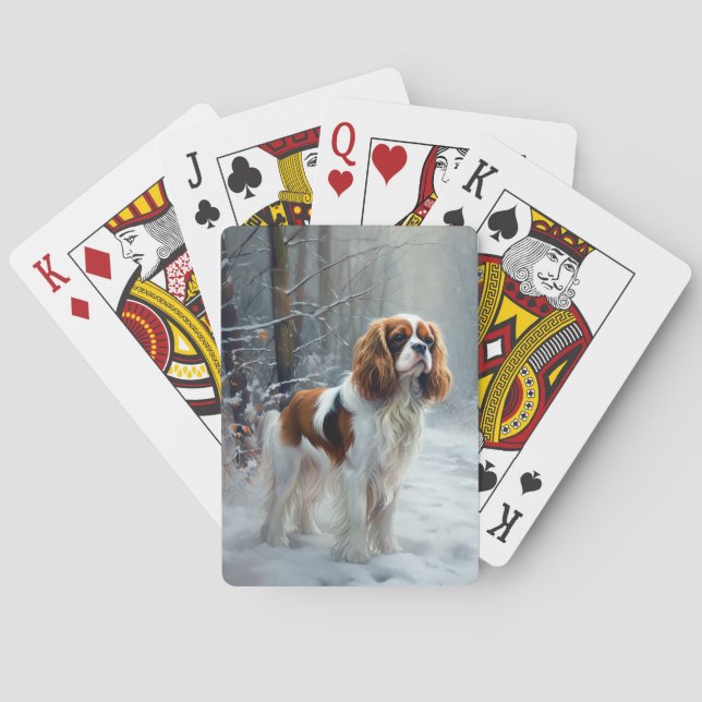 Baraja De Cartas Cavalier Rey Deja que nieve Navidad Cepillada (Reverso)