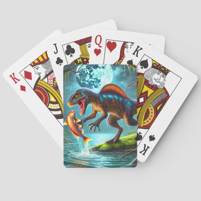 Baraja De Cartas Caza de dinosaurios para peces (Reverso)
