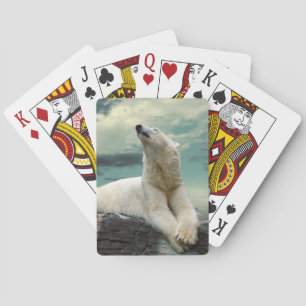 Baraja De Cartas Cazador blanco del oso polar en roca