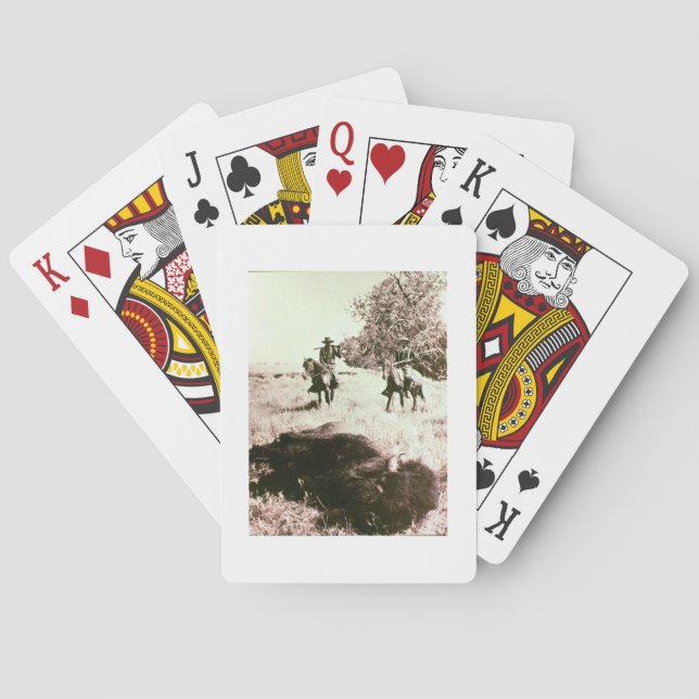 Baraja De Cartas Cazadores del bisonte americano (foto de b/w) (Reverso)