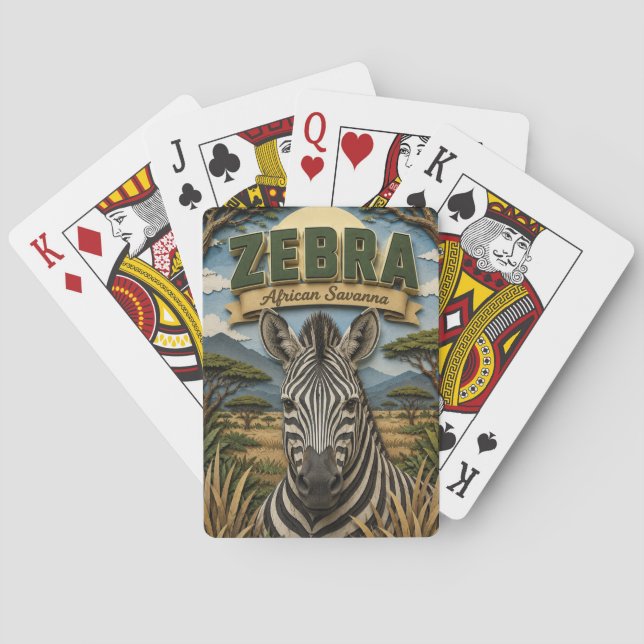 Baraja De Cartas Cebra Sabana Africana POPCUT (Reverso)