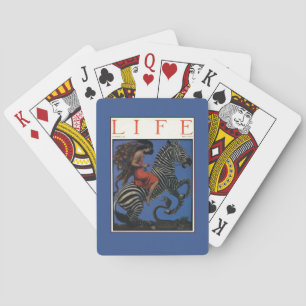 Baraja De Cartas Cebra Vintage con Mujer Montada Art Nouveau
