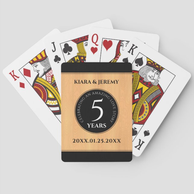 Baraja De Cartas Celebración elegante del 5º aniversario de bodas d (Reverso)