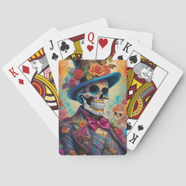 Baraja De Cartas Celebración intensa: Skeleton de Sugar Skull (Reverso)