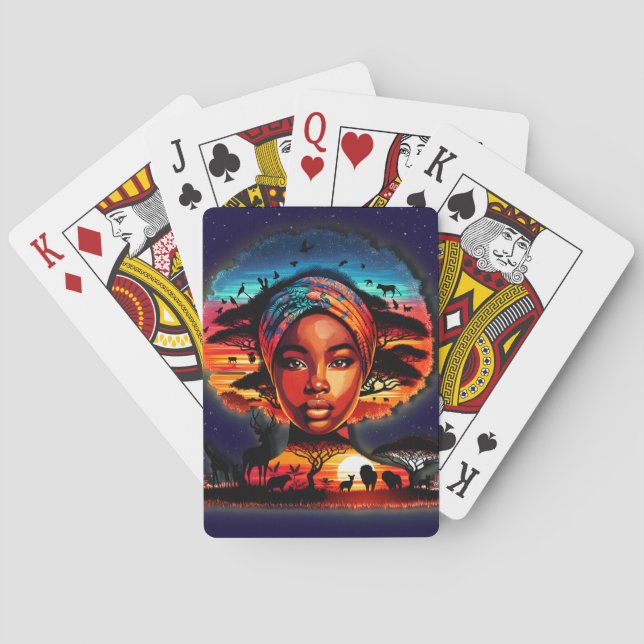 Baraja De Cartas Celebrando la asombrosa belleza africana (Reverso)