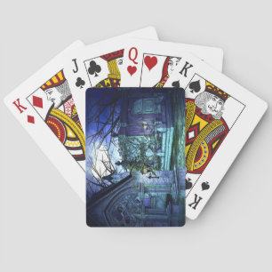 Baraja De Cartas Cementerio aterrador con cementerio y tumbas