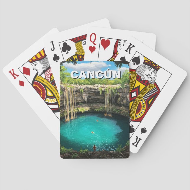 Baraja De Cartas Cenote de viaje a Cancun México (Reverso)