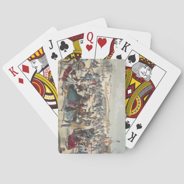 Baraja De Cartas Central Park, invierno. El estanque para patinar.  (Reverso)