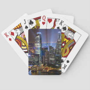 Baraja De Cartas Centro de Singapur de noche