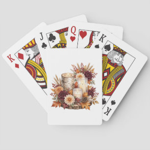 Baraja De Cartas Centro de velas florales de otoño rústico
