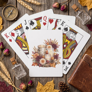 Baraja De Cartas Centro de velas florales de otoño rústico