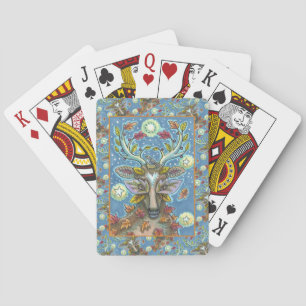 BARAJA DE CARTAS CERDO DE ARTE EN BOSQUE DE OTOÑO, NIDO DE AVES Y L
