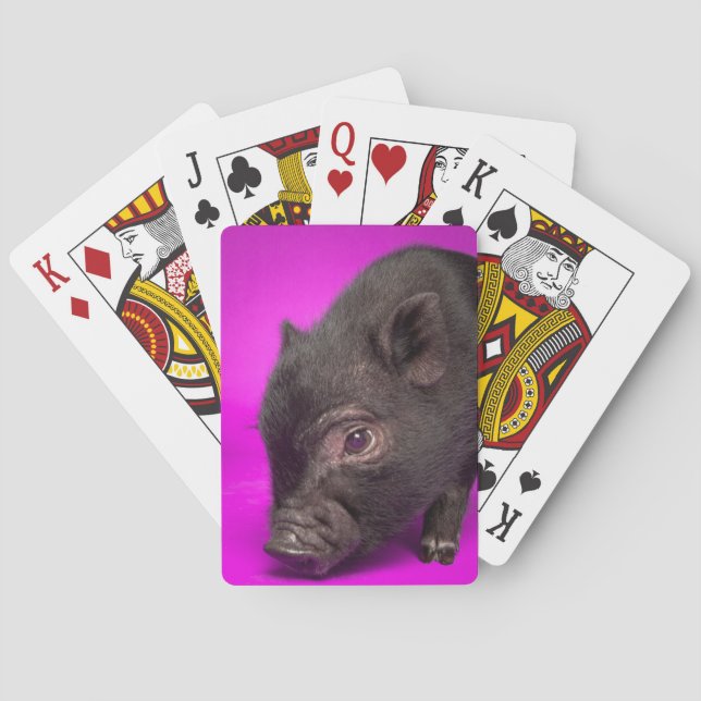 Baraja De Cartas Cerdo negro del bebé (Reverso)