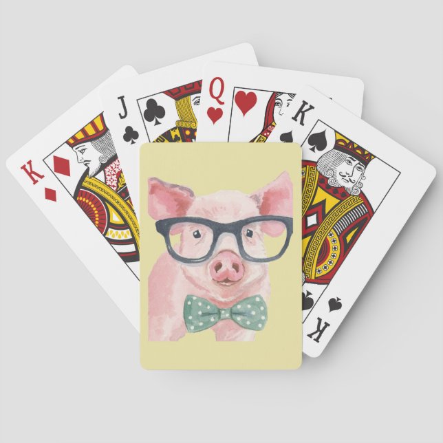 Baraja De Cartas Cerdo rosa Hipster (Reverso)