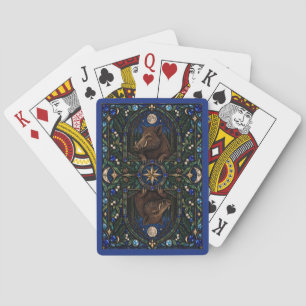 Baraja De Cartas Cerdo, vidriera de matorral forestal