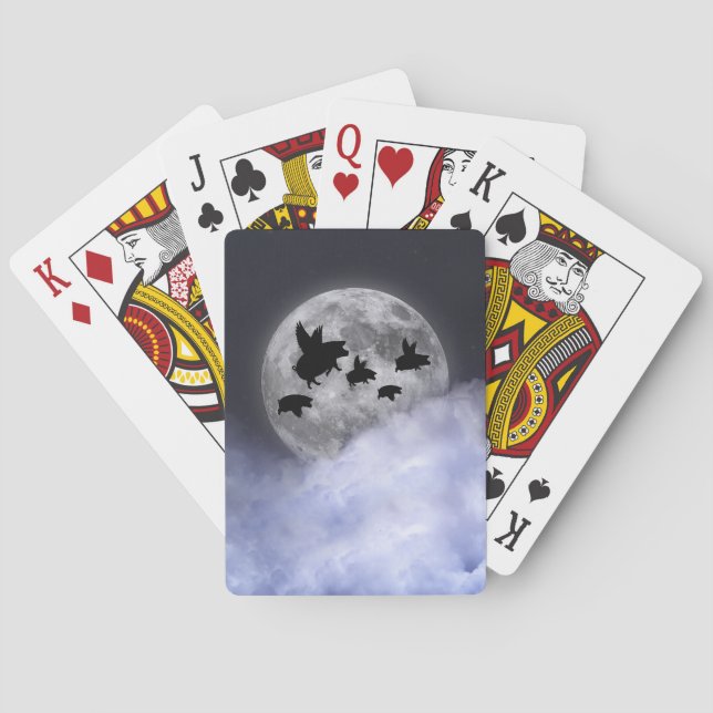Baraja De Cartas Cerdos voladores nocturnos (Reverso)