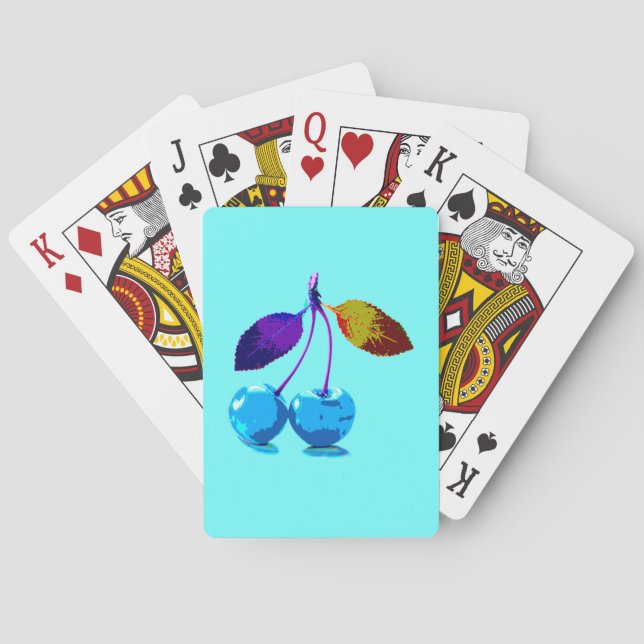 Baraja De Cartas Cerezas azules brillantes (Reverso)
