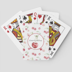 Baraja De Cartas Cerezas Rojas Hojas Verdes