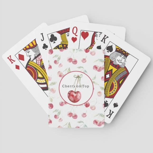 Baraja De Cartas Cerezas Rojas Hojas Verdes (Reverso)