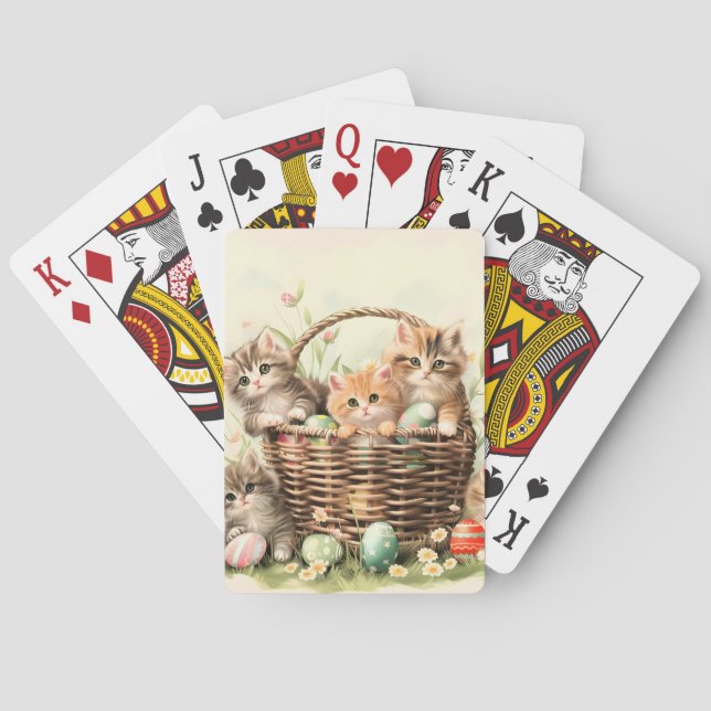 Baraja De Cartas Cesta de Pascua de Primavera Kitten (Reverso)