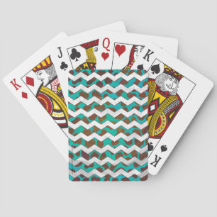 Baraja De Cartas Cevron Dalmatian Brown y Verde azulado