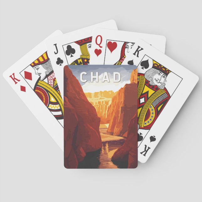 Baraja De Cartas Chad Illustration Travel Art Vintage (Reverso)