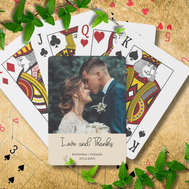 Baraja De Cartas Champagne Elegant Wedding Love and Thanks Photo (Subido por el creador)