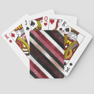 Baraja De Cartas Champán Rosa Borgoña Rayas Negras