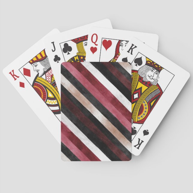 Baraja De Cartas Champán Rosa Borgoña Rayas Negras   (Reverso)