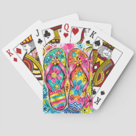 BARAJA DE CARTAS CHANCLAS DE VERANO DE COLORES VIVOS