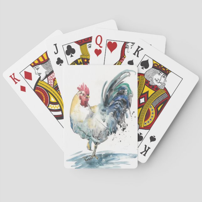 Baraja De Cartas Chapoteo del gallo - acuarela (Reverso)