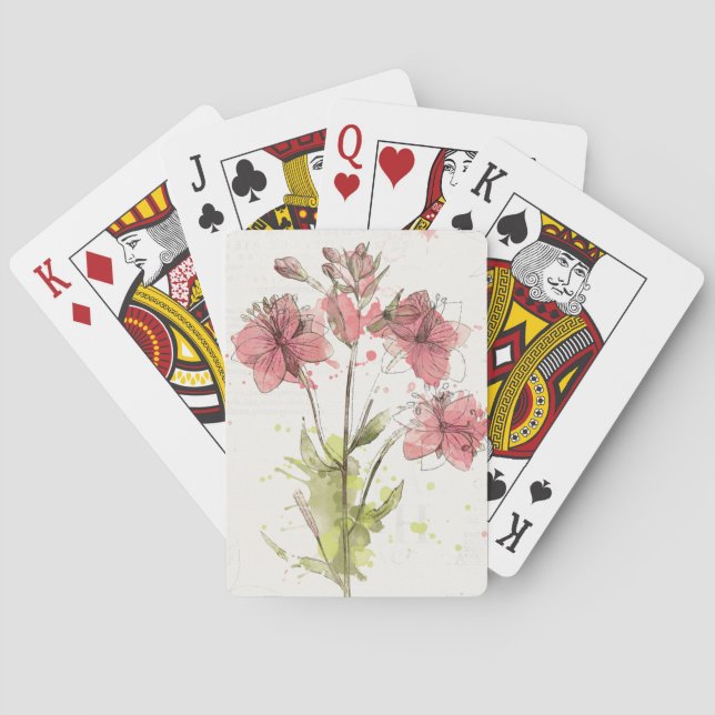 Baraja De Cartas Chapoteo rosado oscuro floral (Reverso)