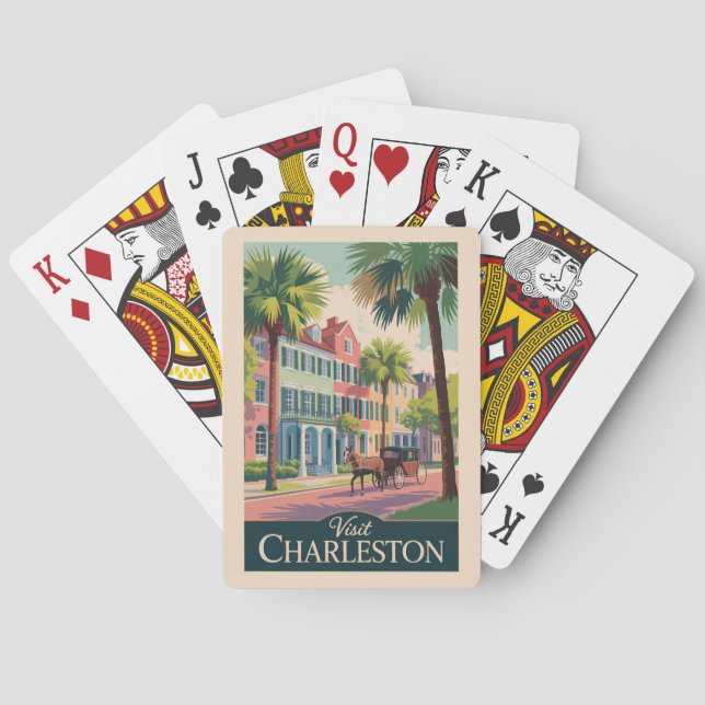 Baraja De Cartas Charleston South Carolina Ilustracion Travel Art (Reverso)