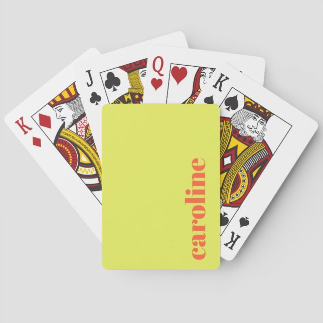 Baraja De Cartas Chartreuse Yellow Bold Orange Name Personalized (Reverso)