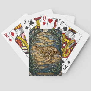 Baraja De Cartas Cheetah Vidrio Teñido Illumina Horneado Plano