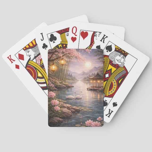 Baraja De Cartas Cherry Blossom Swan Lake Playing Cards – Aesthetic (Reverso)